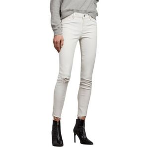 AllSaints White Distressed Raw Hem Skinny Jeans